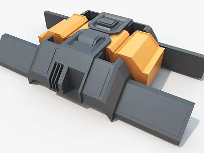 Heavy Duty Industrial Equipment With Gray And Orange Mechanical Structure And Connecting Components 3d model