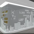 Urban Planning Exhibition Hall With Glass Display Case City Models And White Building Silhouettes
