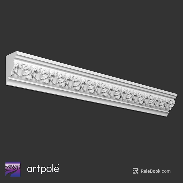 White Decorative Molding With Intricate Floral Carvings And Detailed Patterns 3d model 