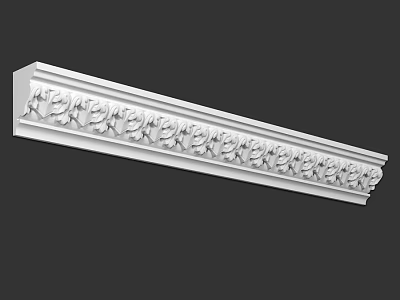 White Decorative Molding With Intricate Floral Carvings And Detailed Patterns 3d model