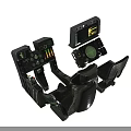 Futuristic 3D Rendered Cockpit Furniture Seat With Console Control Panels Displays And Buttons