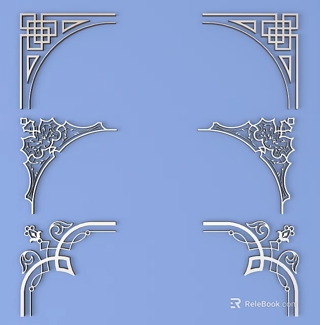 Ornate Intricate Carvings As Decorative Elements For Architectural Corner And Edge Design 3d model 