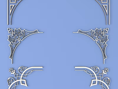 Ornate Intricate Carvings As Decorative Elements For Architectural Corner And Edge Design 3d model