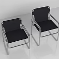 Modern Table And Chair Set With Metal Frame And Black Upholstered Seats