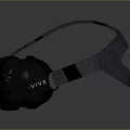 Black HTC VR Headset With Adjustable Strap Ventilation Holes And Ergonomic Design 3d model