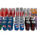 Assorted Canned Beverages Display With Various Soda Brands And Colorful Cans