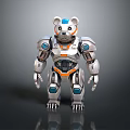 Mechanical Bear Robot Design With Silver Blue Orange Armor And Metal Features 3d model