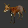 Realistic Red Fox 3D Render With Orange White Fur And Blue Legs Standing Pose