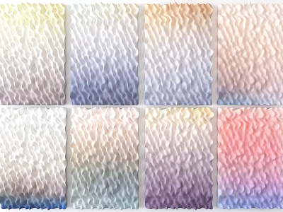 Multiple Colorful Wavy Wall Decor Pieces With Gradient Tones And Rippled Textures 3d model