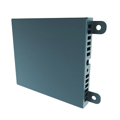 Gray Metal Enclosure With Side Mounting Holes And Ventilation Slots 3d model
