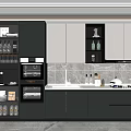 Modern Kitchen With Gray And White Cabinets Marble Countertop And Appliances