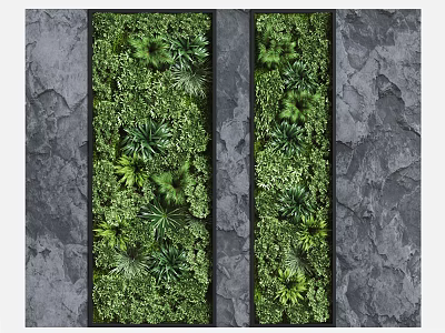 Indoor Living Vertical Garden Wall with Lush Green Plants and Decorative Design 3d model