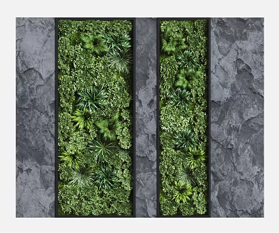 Indoor Living Vertical Garden Wall with Lush Green Plants and Decorative Design 3d model