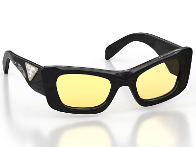 Prada Black Square Sunglasses With Yellow Lenses And Stylish Design 3d model