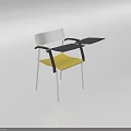 Single Chair with Yellow Seat White Backrest Black Armrests and Small Table Top