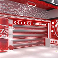 Coca Cola Themed Store Interior With Red Decor Shelves And Logo 3d model