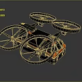 Intelligent Transport Drone With Four Propellers And Dark Orange Design Details