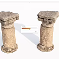 Pair of Classical Stone Columns With Textured Surface Square Top And Base 3d model