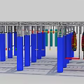 Outdoor Playground Equipment With Metal Frame Blue Pillars And Climbing Components