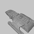 Sci Fi Spaceship Game Movie Character With Gray Body Red Accents And Blue Lights