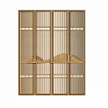 Traditional Wooden Partition With Lattice Design And Arched Decorative Elements 3d model