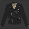 Black Leather Motorcycle Jacket With Metal Zippers And Classic Buttons Design