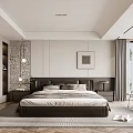 Modern Bedroom Interior With King Size Bed Nightstands Patterned Rug And Large Windows