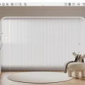 White Blinds In Modern Living Room With Floor Lamp Accent Chair And Round Rug