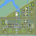 Modern college campus planning with playground 3d model