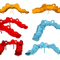 Colorful Curved Playground Slides In Yellow Orange Red Blue For Outdoor Kids Play