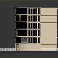 Multi Story Building With Red Roof Beige Walls And White Tiled Entrance Area