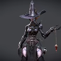 Dark Fantasy Game And Movie Character With Metallic Hat Armored Outfit And Claw Weapon