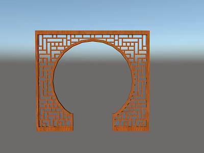 Interior Decorative Wooden Partition With Intricate Geometric Patterns And Circular Arch 3d model