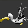 White and Black Pelican with Yellow Beak Spread Wings 3D Model Gray Background Reflection 3d model