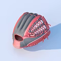 Baseball Glove Red And Gray Modern Design With Mesh Pattern And Stitching Structure 3d model