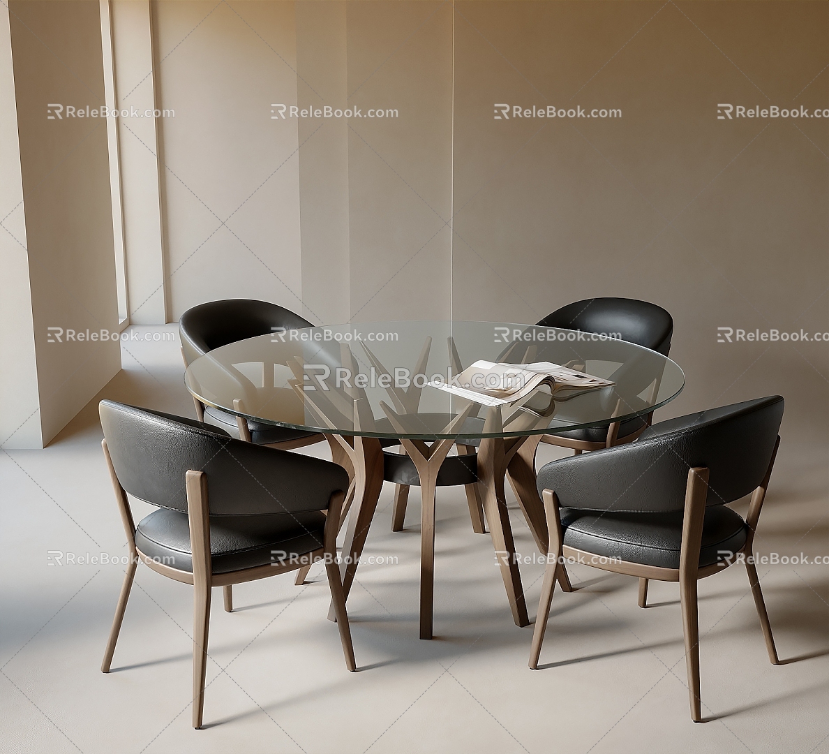 Casual Table and Chair Combination Dining Table and Chair Combination Round Table 3d model