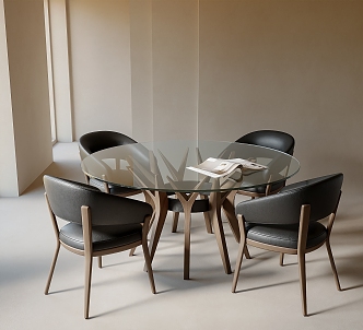 Casual Table and Chair Combination Dining Table and Chair Combination Round Table 3d model