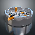 Metallic Decorative Ashtray Ornament Set With Cigarette Butts And Ash