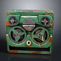 Vintage Green Tape Recorder With Rusted Body And Tape Reels