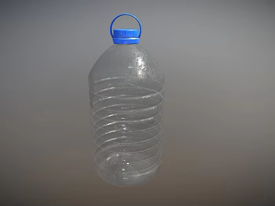 Transparent Plastic Water Bottle With Blue Cap Handle And Spiral Design 3d model