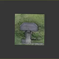 Bunker Entrance Gate With Grey Roof Green Grass Stone Wall And Pathway