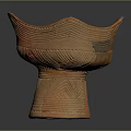 Earth Tone Ceramic Sculpture Carving with Wave Shaped Rim and Textured Base Design