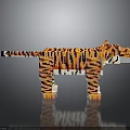 Detailed 3D Pixel Art Tiger Figure With Colorful Digital Block Design