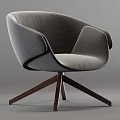 Stylish Gray Lounge Chair with Curved Design Padded Seat and Wooden Base