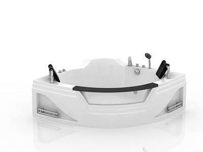 White Modern Bathtub With Black Armrests And Massage Jets Design 3d model