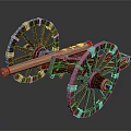 Vintage Cannon Weapon With Large Wooden Wheels And Metal Barrel