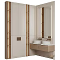 Modern Bathroom Vanity Design With Wooden Cabinet Marble Countertop And Mirror
