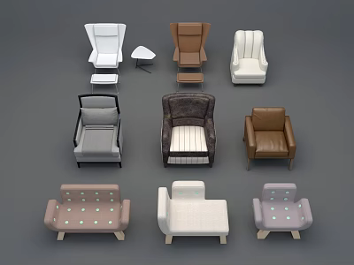 Single Seater Sofa Collection With Various Designs And Different Color Options 3d model