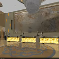 Luxurious Hotel Lobby Interior With Ornate Wall Decor Front Desk And Patterned Floor Design