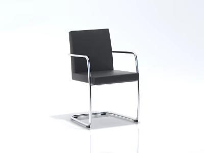 Modern Black Office Chair With Metal Arms Sleek Design And Sturdy Base 3d model